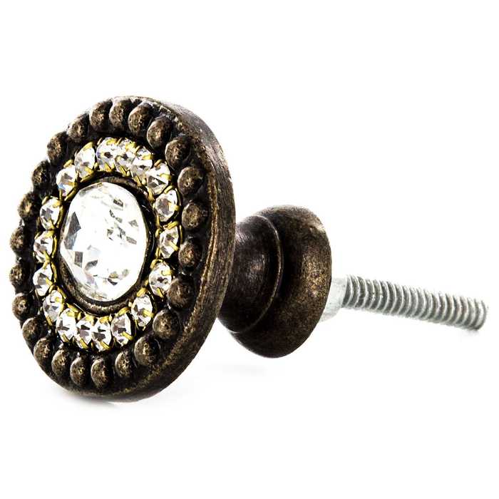 Antique Bronze Oval Knob with Beaded Edge & Jewel Hobby Lobby 345728